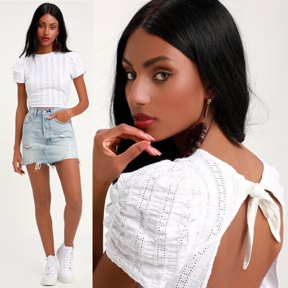 NWT Free People White Star Struck Eyelet Top Revolve Size Large New Tags Boho‎ L - Picture 4 of 8